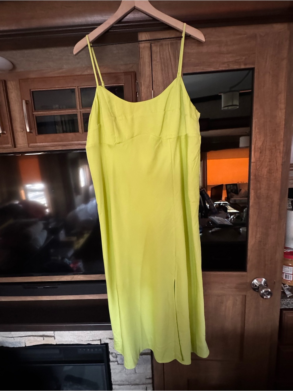 a new day Neon Lime Slip Midi Dress with Spaghetti Straps